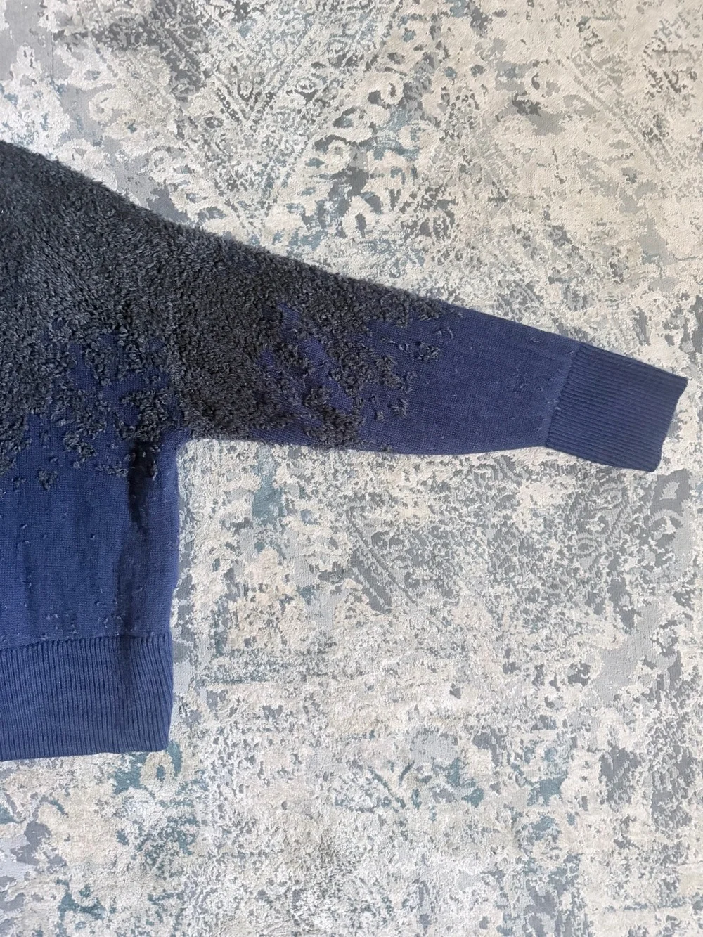 Lululemon Ombre Knit Textured Turtleneck Sweater M oversized off white Blue Grey